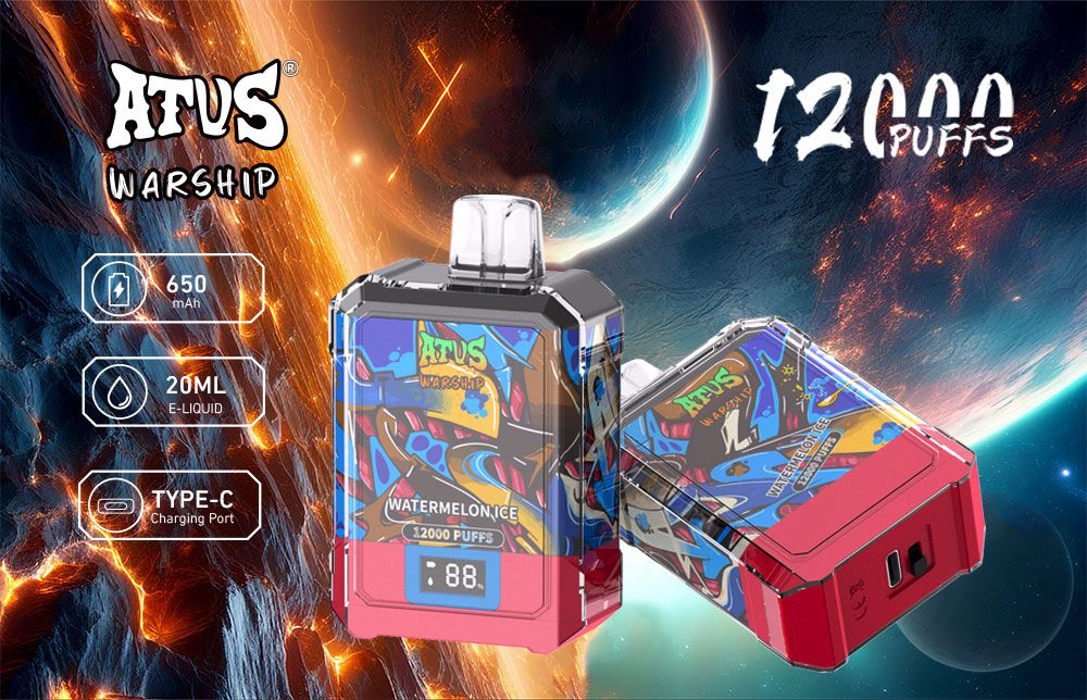 DE013A 12000 Puffs Disposable Vapes with LED display screen and adjustable airflow ATVS Vape